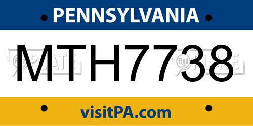 MTH7738 Pennsylvania License Plate