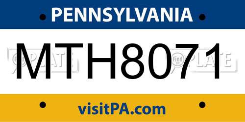 MTH8071 Pennsylvania License Plate