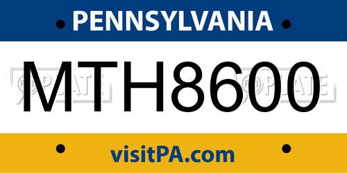 MTH8600 Pennsylvania License Plate