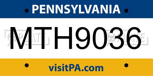 MTH9036 Pennsylvania License Plate