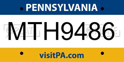 MTH9486 Pennsylvania License Plate