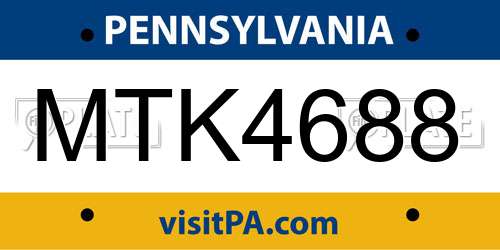 MTK4688 Pennsylvania License Plate