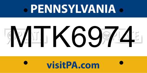 MTK6974 Pennsylvania License Plate