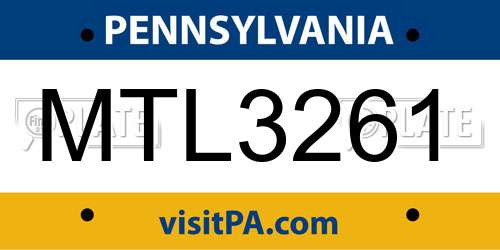 MTL3261 Pennsylvania License Plate