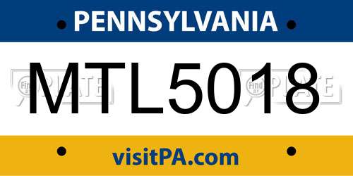 MTL5018 Pennsylvania License Plate