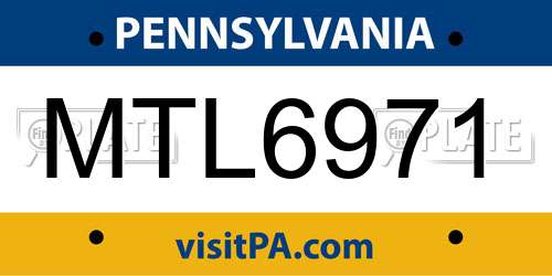 MTL6971 Pennsylvania License Plate