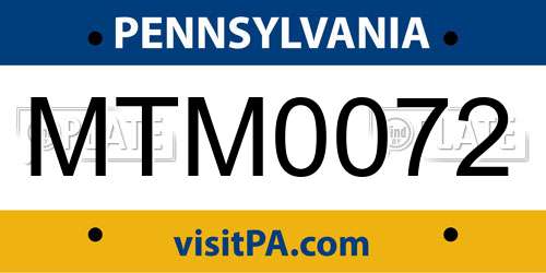 MTM0072 Pennsylvania License Plate