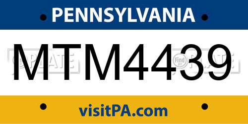 MTM4439 Pennsylvania License Plate