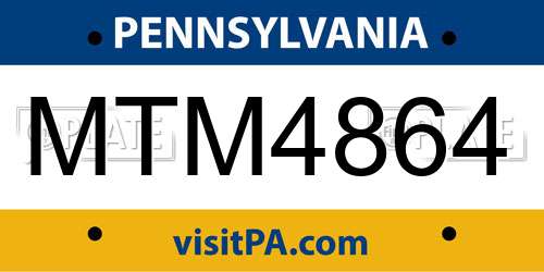 MTM4864 Pennsylvania License Plate