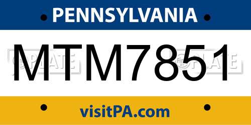 MTM7851 Pennsylvania License Plate