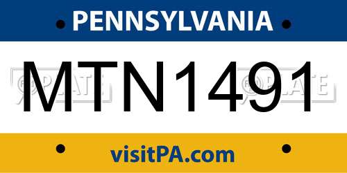 MTN1491 Pennsylvania License Plate