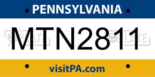 MTN2811 Pennsylvania License Plate