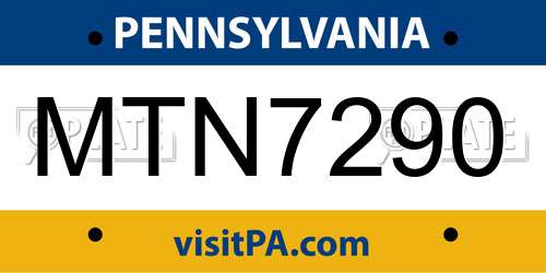 MTN7290 Pennsylvania License Plate