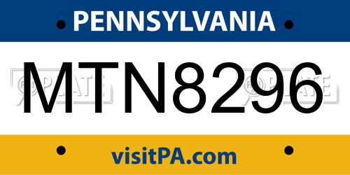MTN8296 Pennsylvania License Plate
