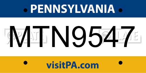 MTN9547 Pennsylvania License Plate