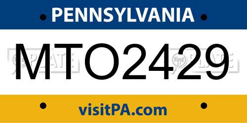 MTO2429 Pennsylvania License Plate