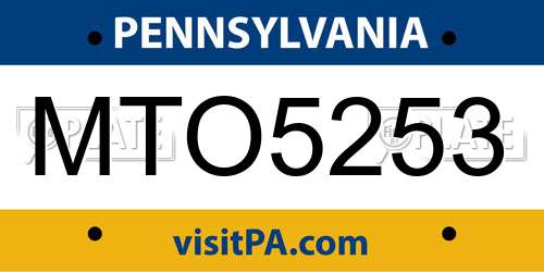 MTO5253 Pennsylvania License Plate