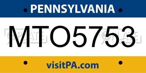 MTO5753 Pennsylvania License Plate