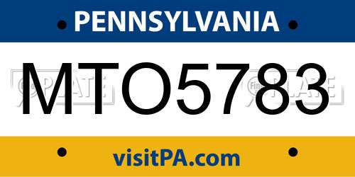 MTO5783 Pennsylvania License Plate
