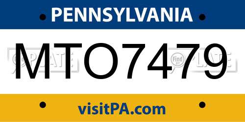 MTO7479 Pennsylvania License Plate