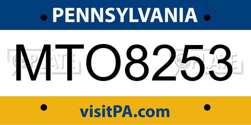 MTO8253 Pennsylvania License Plate