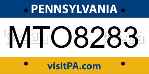 MTO8283 Pennsylvania License Plate