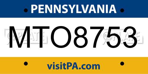 MTO8753 Pennsylvania License Plate