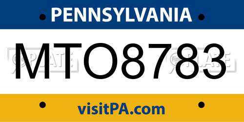 MTO8783 Pennsylvania License Plate