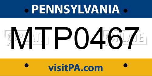 MTP0467 Pennsylvania License Plate