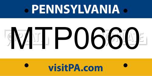 MTP0660 Pennsylvania License Plate