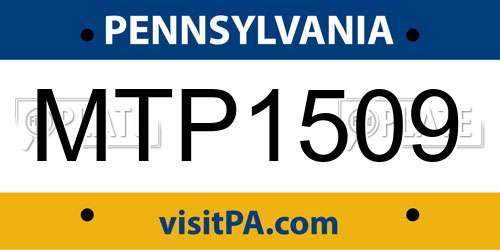 MTP1509 Pennsylvania License Plate