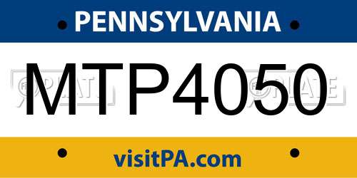 MTP4050 Pennsylvania License Plate