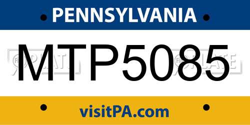 MTP5085 Pennsylvania License Plate