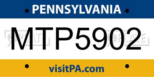 MTP5902 Pennsylvania License Plate