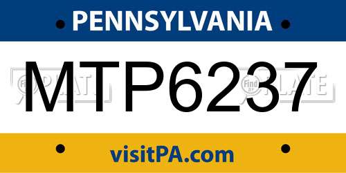 MTP6237 Pennsylvania License Plate