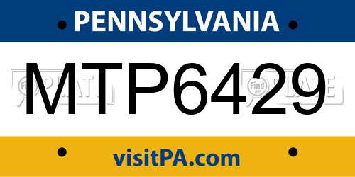 MTP6429 Pennsylvania License Plate