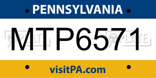 MTP6571 Pennsylvania License Plate