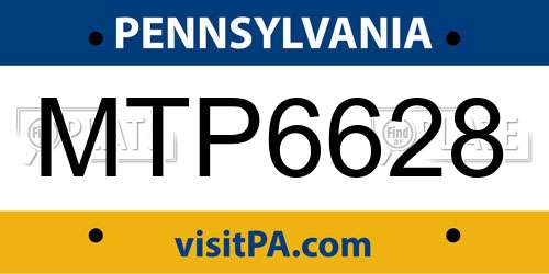 MTP6628 Pennsylvania License Plate
