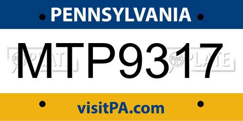 MTP9317 Pennsylvania License Plate