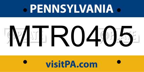 MTR0405 Pennsylvania License Plate