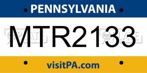 MTR2133 Pennsylvania License Plate