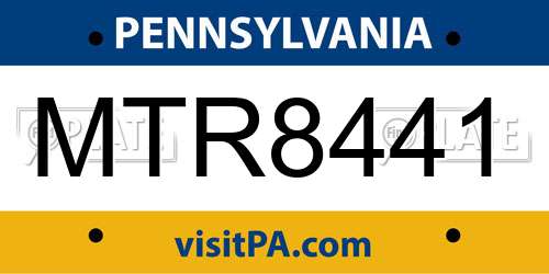 MTR8441 Pennsylvania License Plate