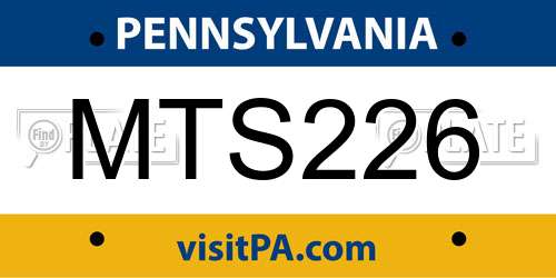MTS226 Pennsylvania License Plate