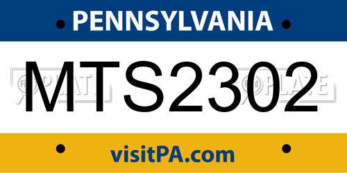 MTS2302 Pennsylvania License Plate