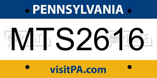 MTS2616 Pennsylvania License Plate