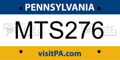 MTS276 Pennsylvania License Plate