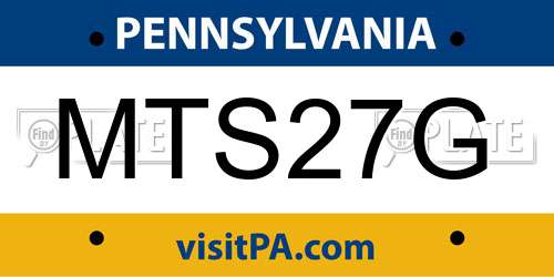 MTS27G Pennsylvania License Plate