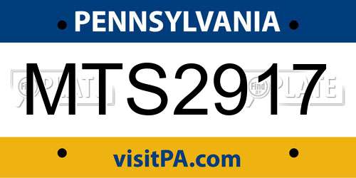MTS2917 Pennsylvania License Plate