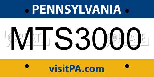 MTS3000 Pennsylvania License Plate