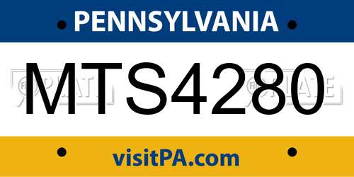 MTS4280 Pennsylvania License Plate